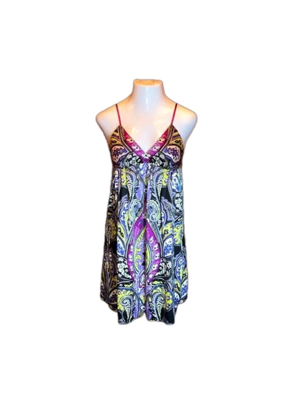 ICE Vibrant Multi-Color Paisley Floral Print Sundress Size 10